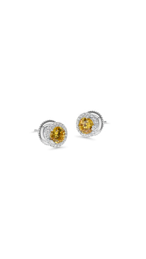 Gwyn Yellow Stud Earrings Sterling Silver