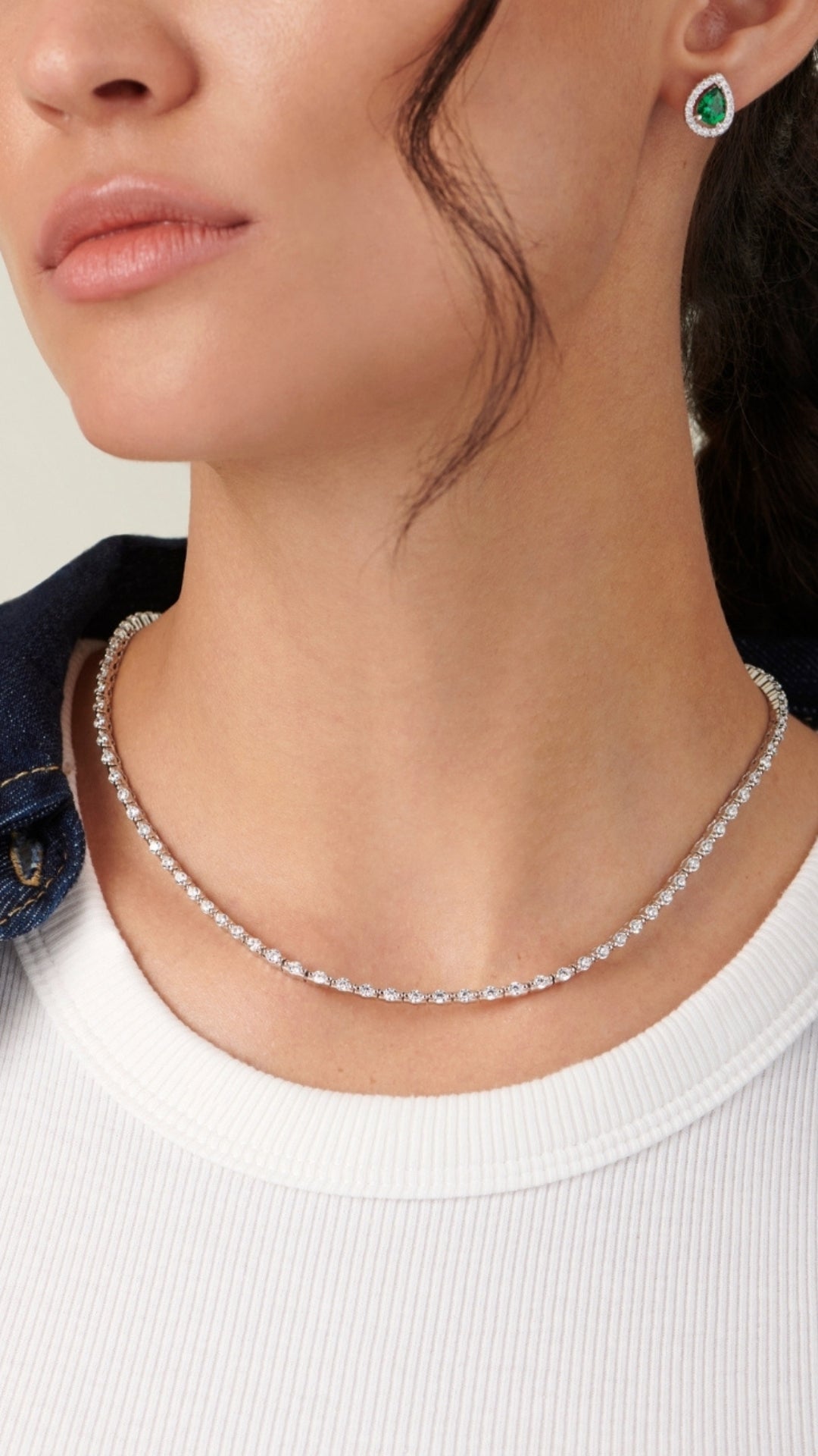 White gold tennis necklace for women