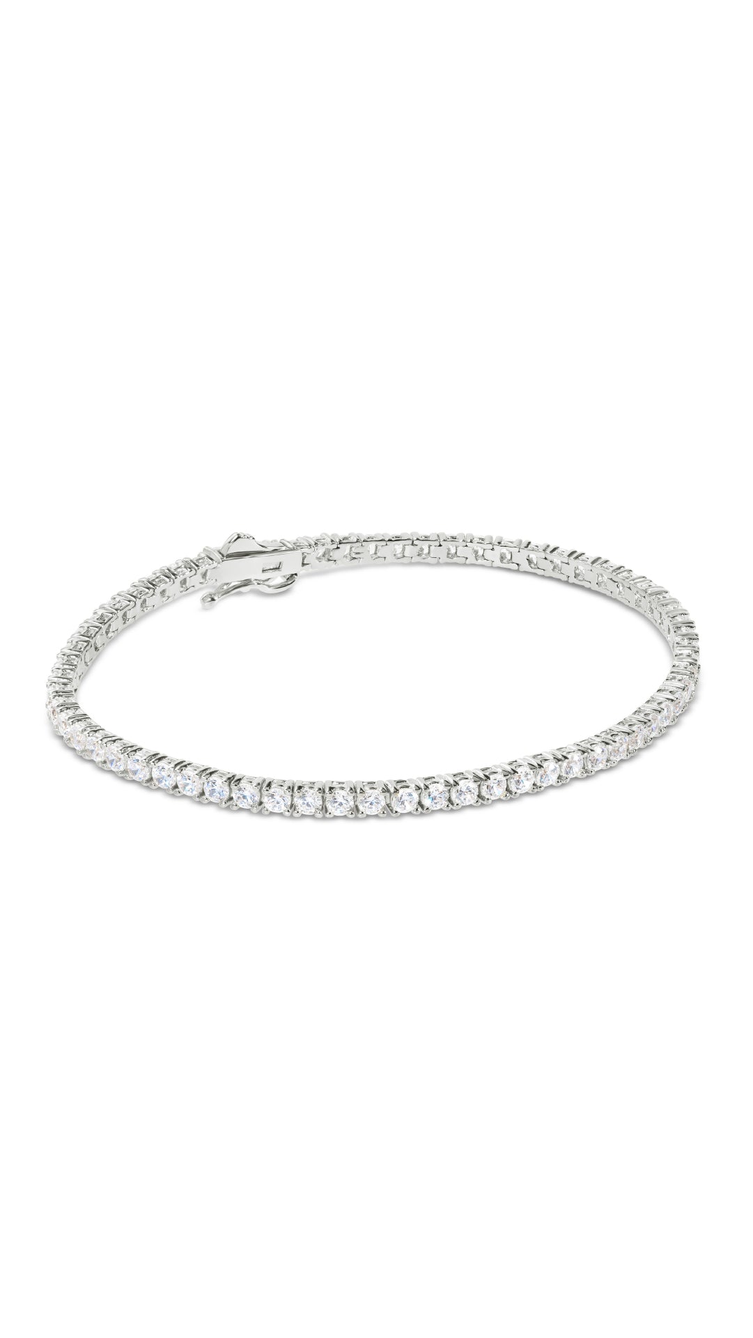 Simple line classic tennis bracelet featuring round brilliant stones, exquisitely cut and polished to give the ultimate sparkle.