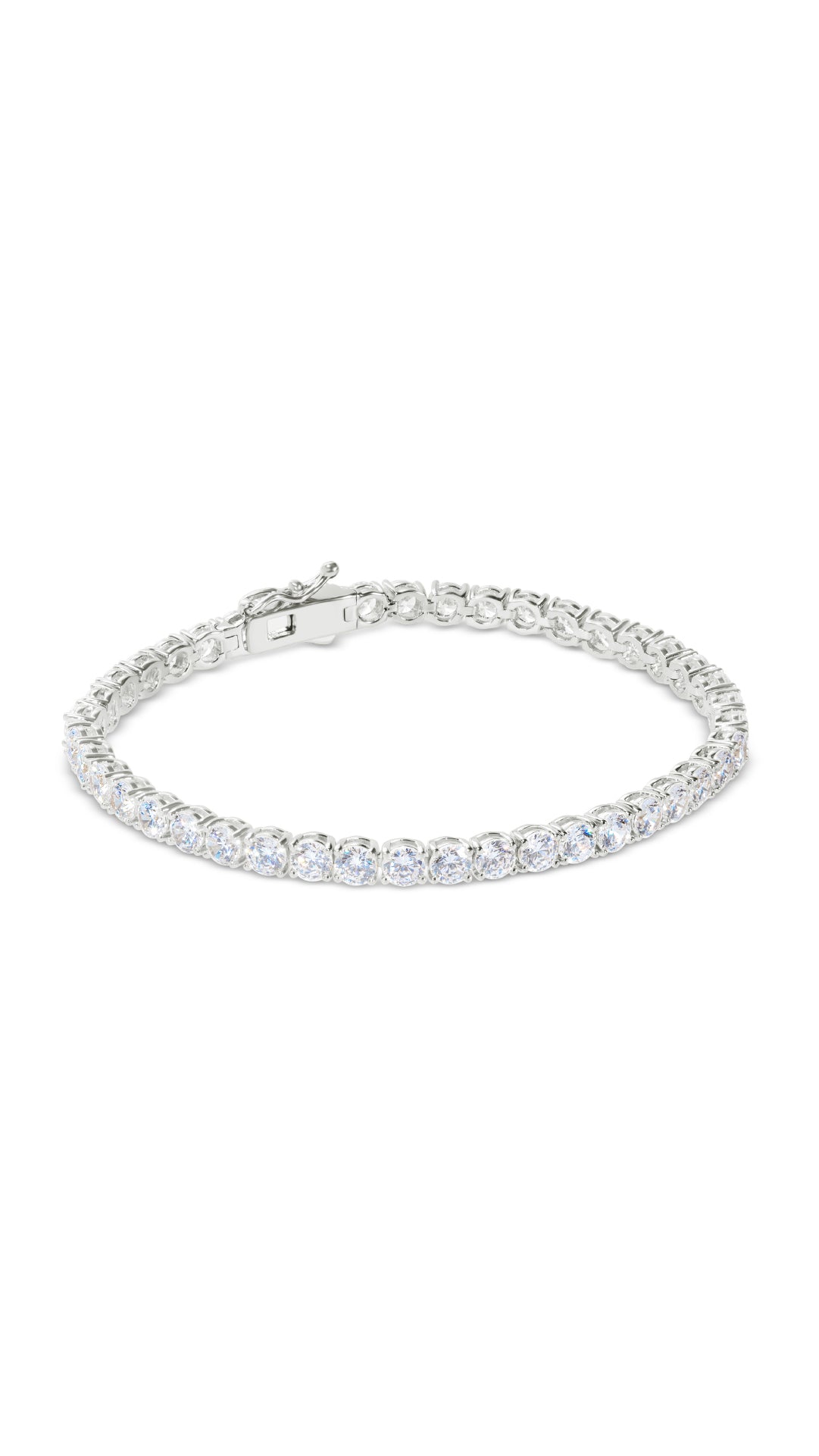 Our largest stone size classic sterling silver tennis bracelet for women.